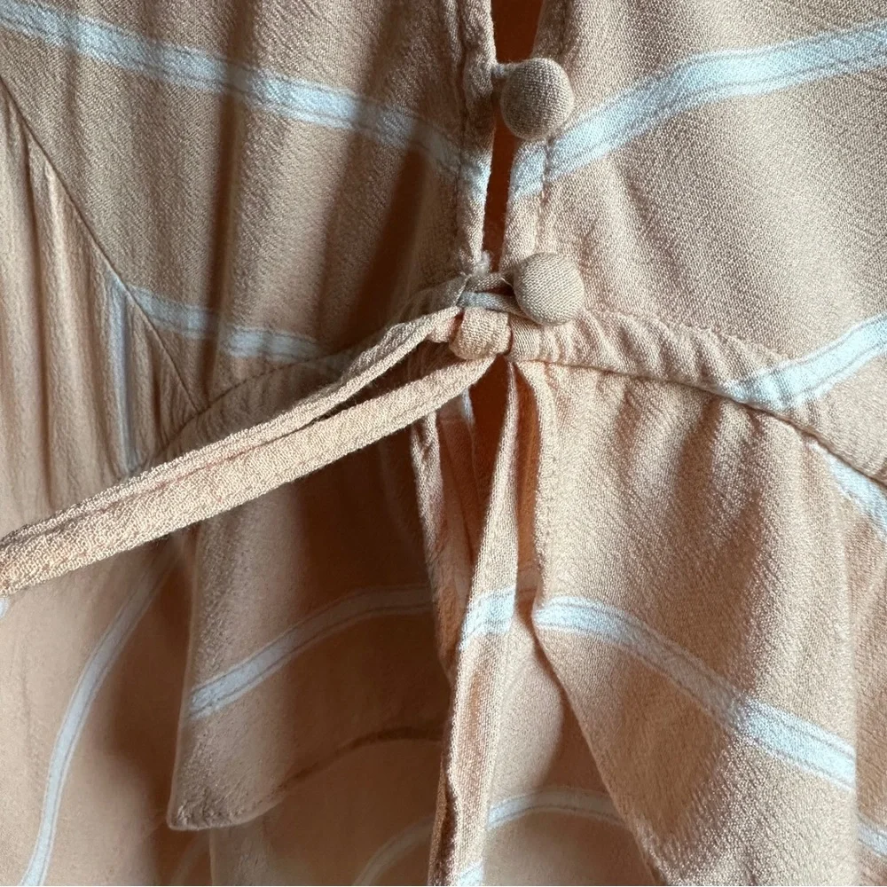 Free People Samifran Top Peach Stripe Babydoll Crop Boho Romantic Girly Sz‎ M